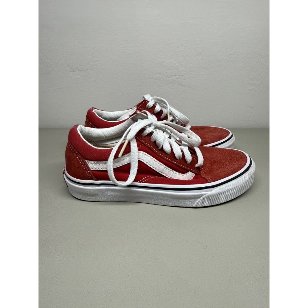 VANS Old Skool Red Canvas Suede Low Top Lace Up Casual Shoes Womens 5 / Mens 3.5
